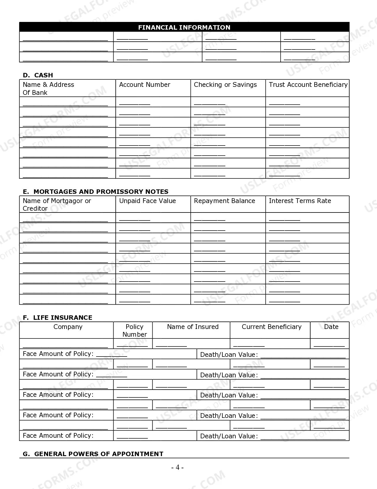 Preview Estate Planning Questionnaire and Worksheets