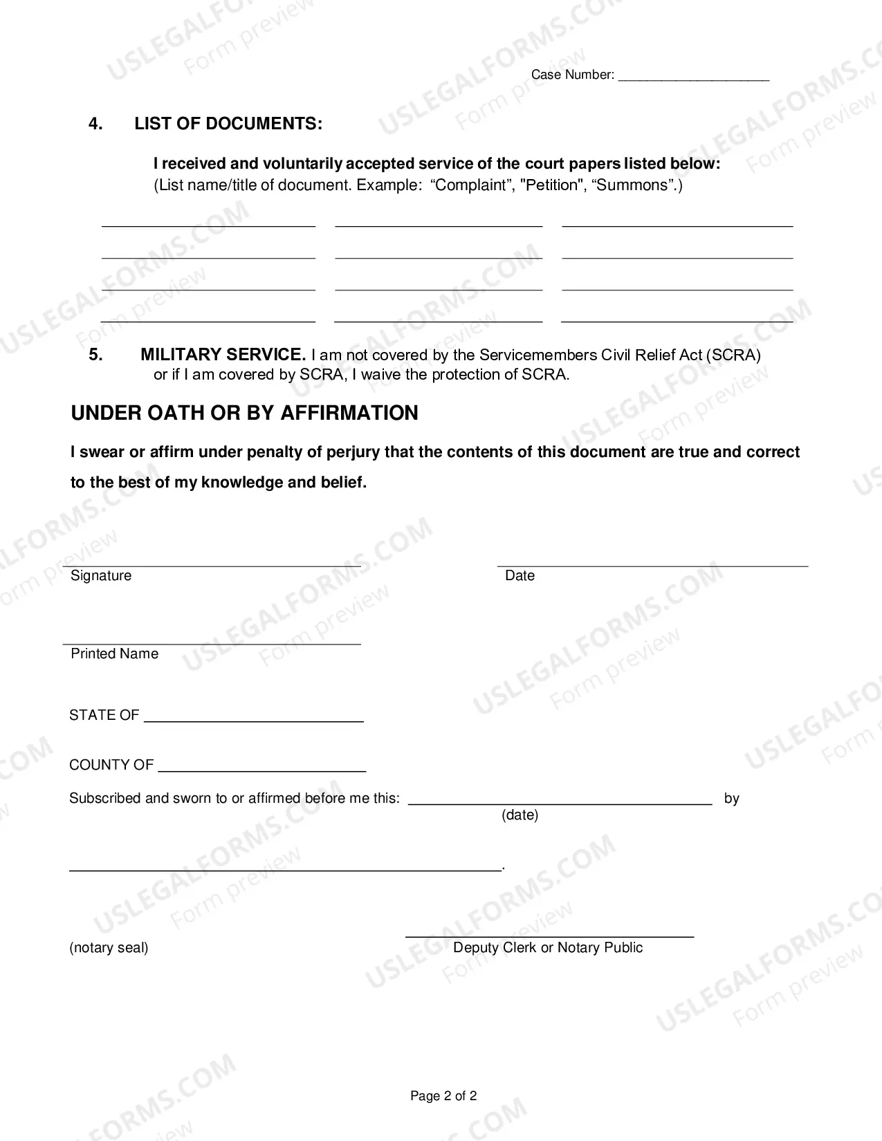 Preview Acceptance Of Service