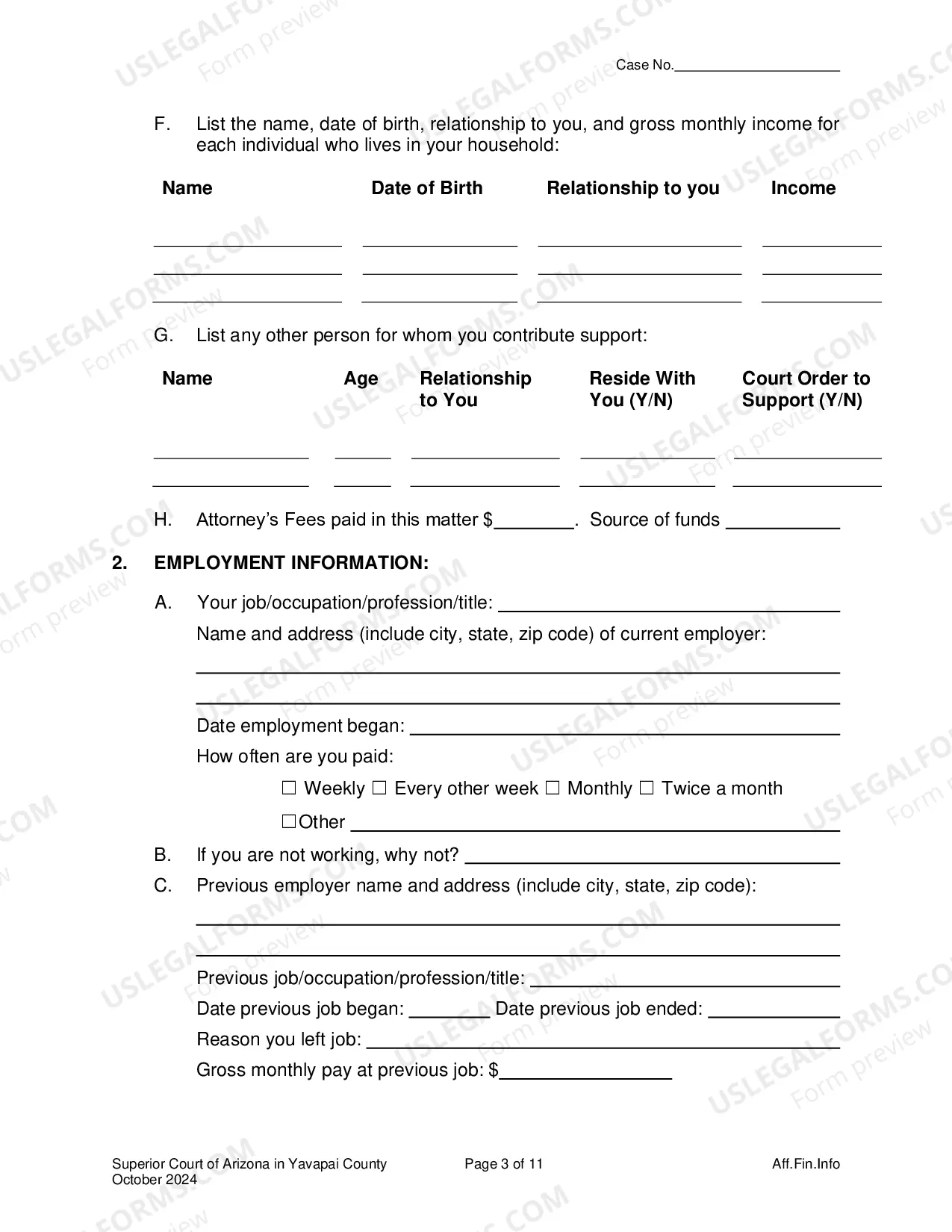 Preview Affidavit Of Financial Information