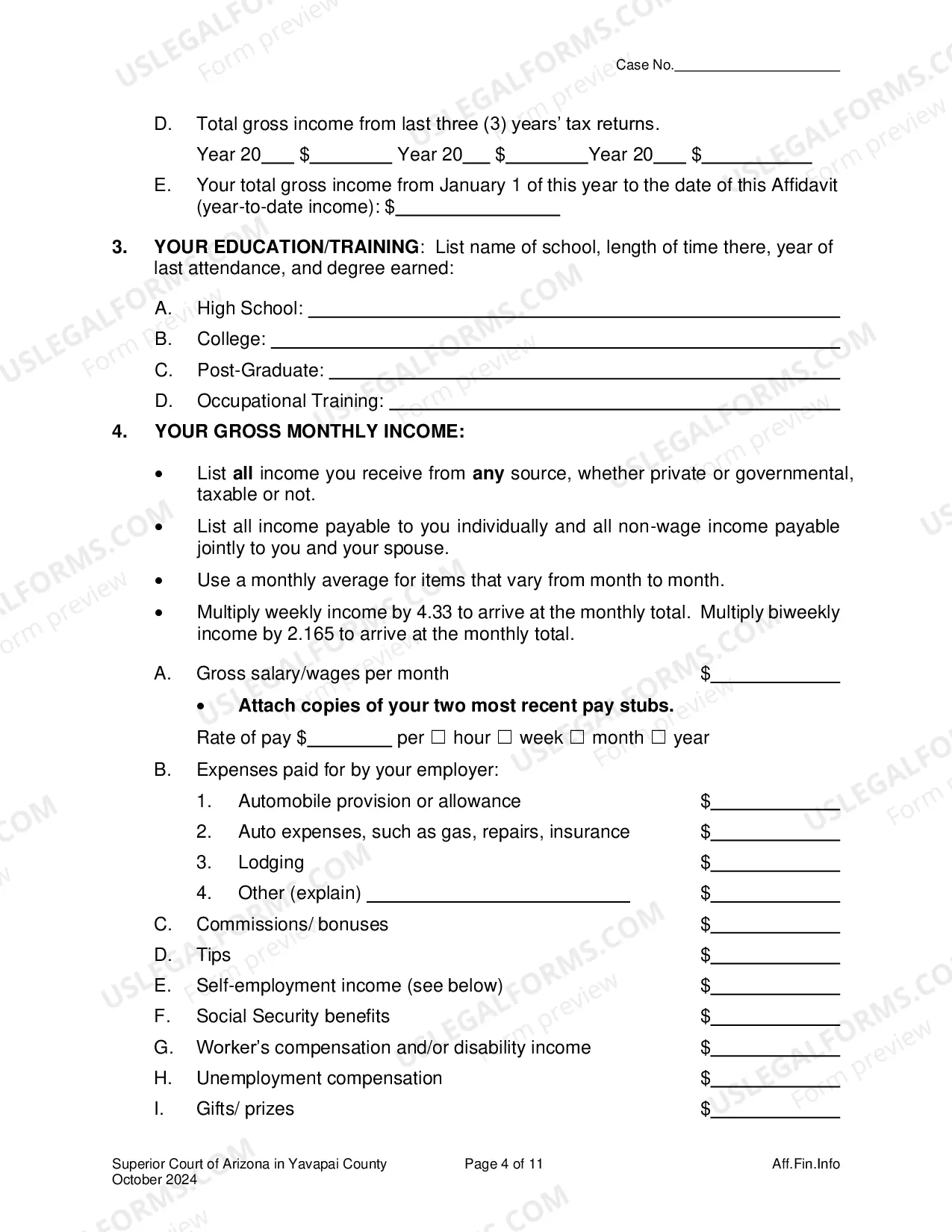 Preview Affidavit Of Financial Information