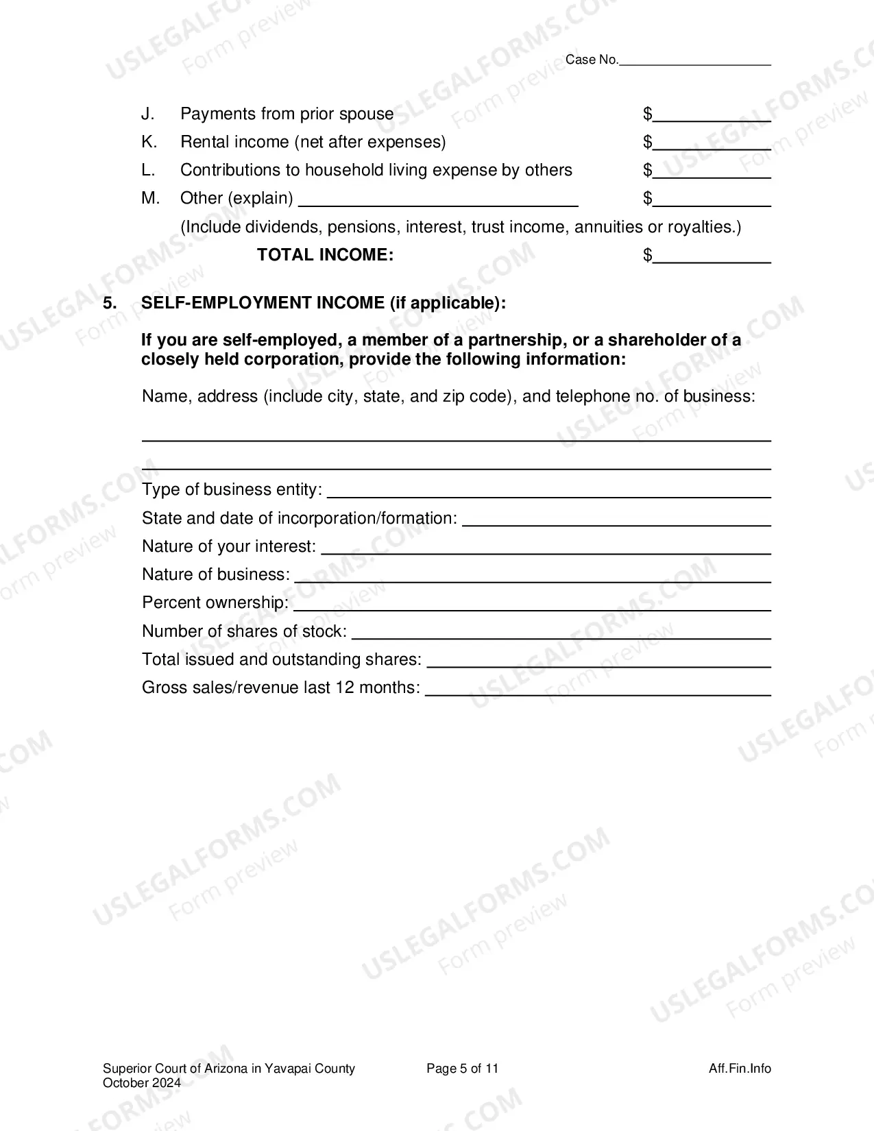 Preview Affidavit Of Financial Information
