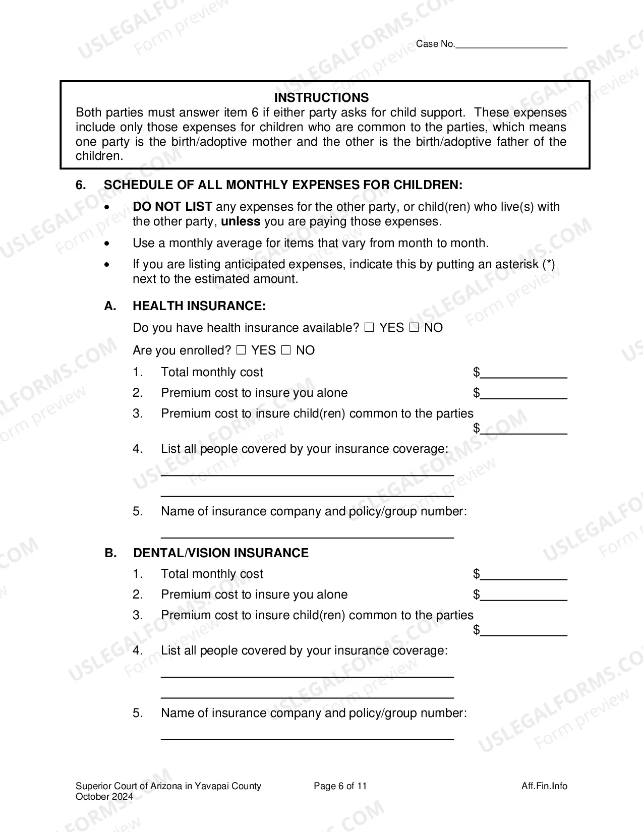 Preview Affidavit Of Financial Information