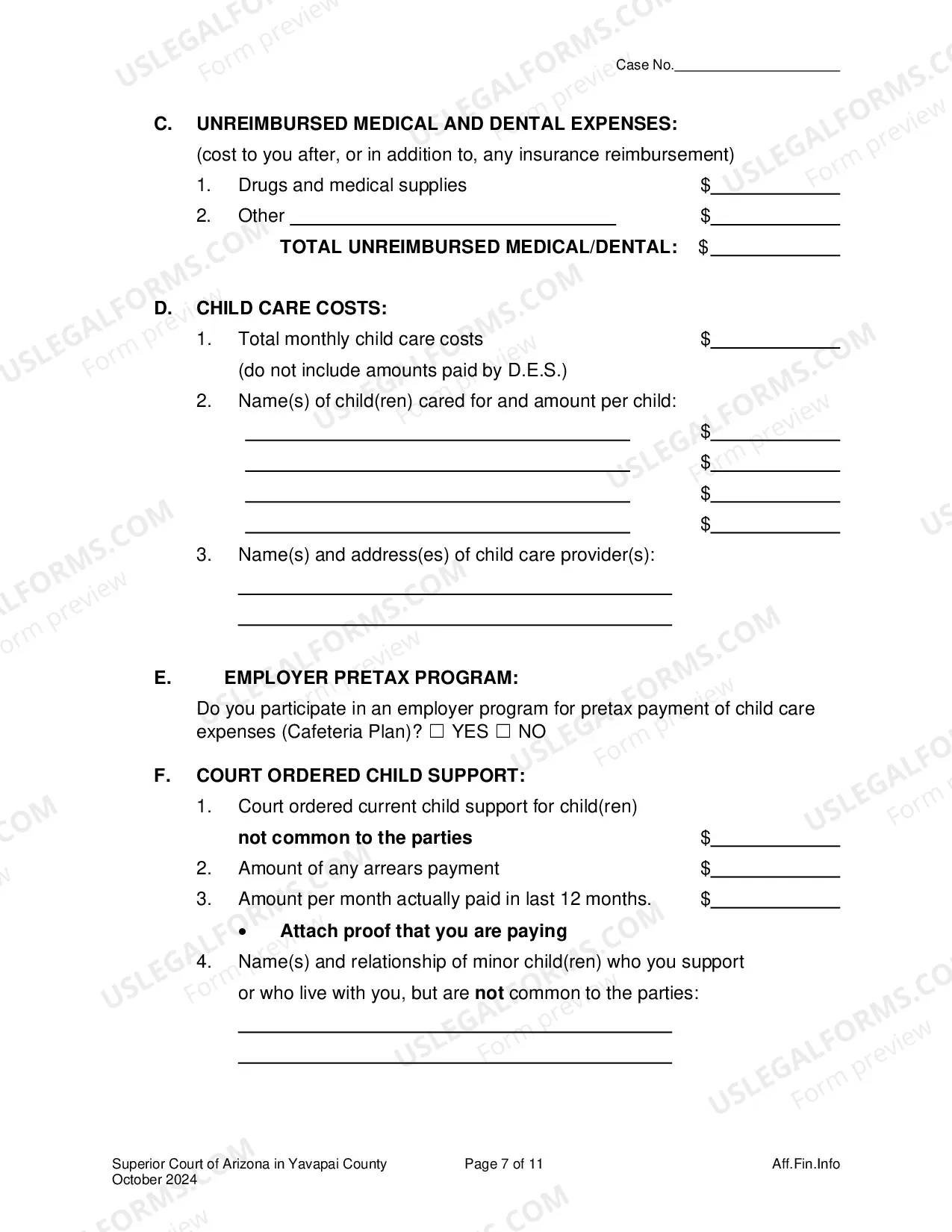Preview Affidavit Of Financial Information