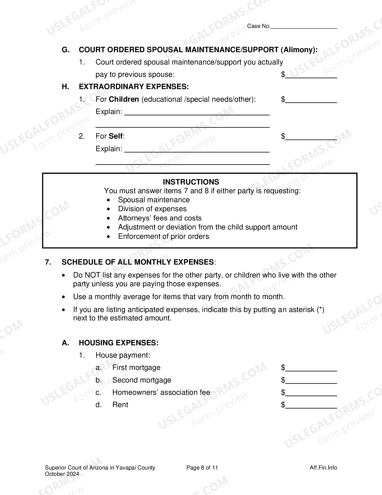 Preview Affidavit Of Financial Information