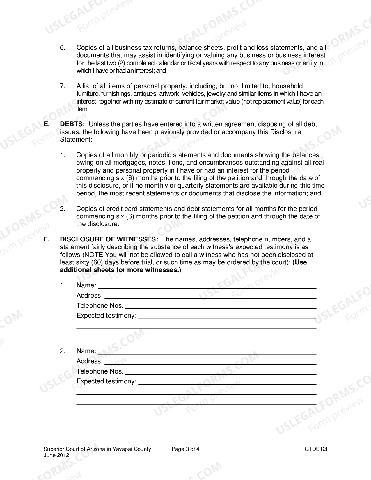 Preview Disclosure Statement