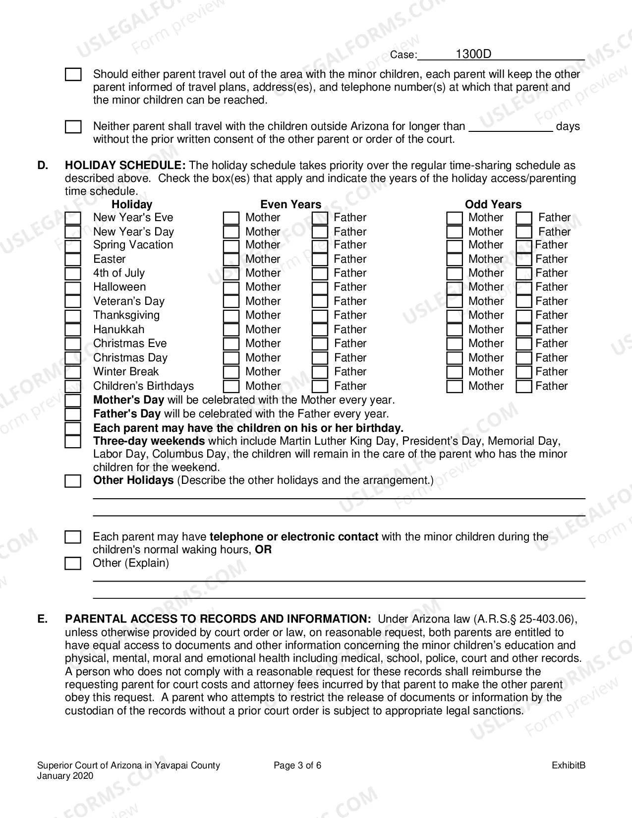 Preview Exhibit B-Parenting Plan Or Joint Custody Agreement