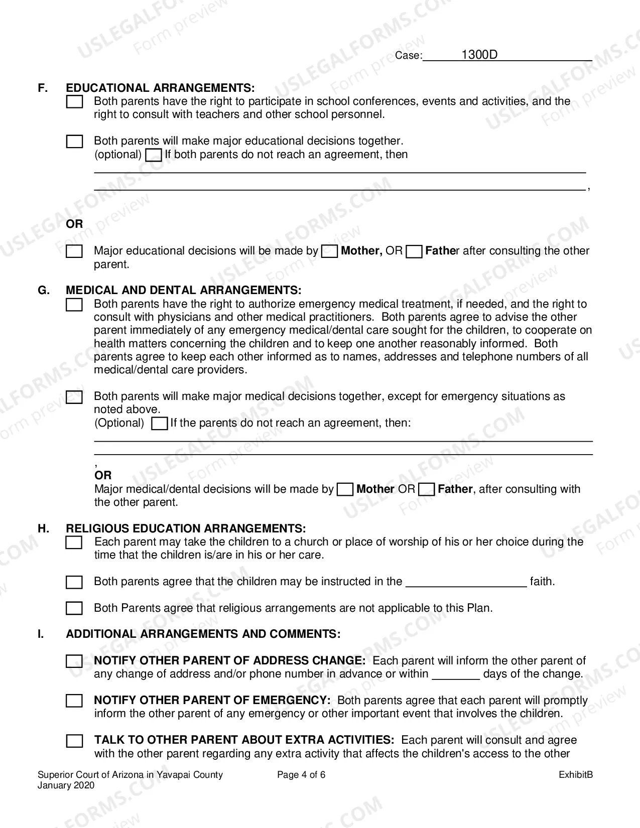 Preview Exhibit B-Parenting Plan Or Joint Custody Agreement