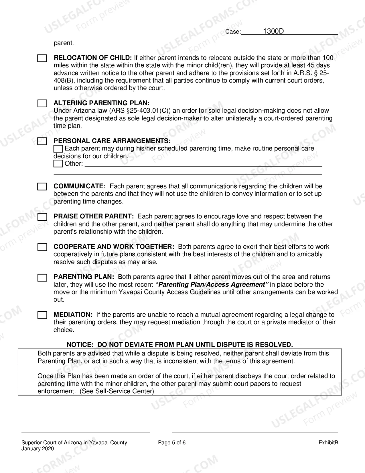 Preview Exhibit B-Parenting Plan Or Joint Custody Agreement
