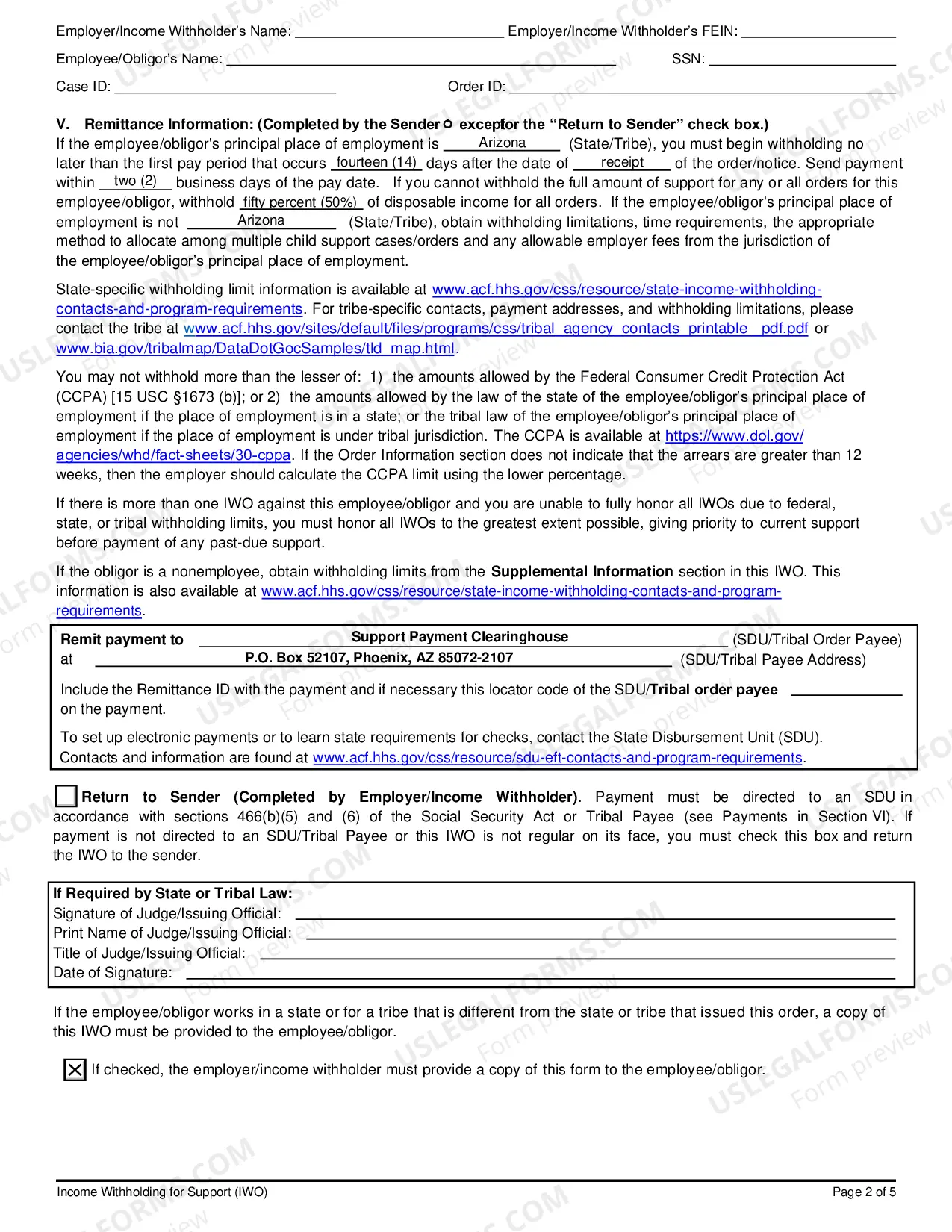 Preview Income Withholding For Support