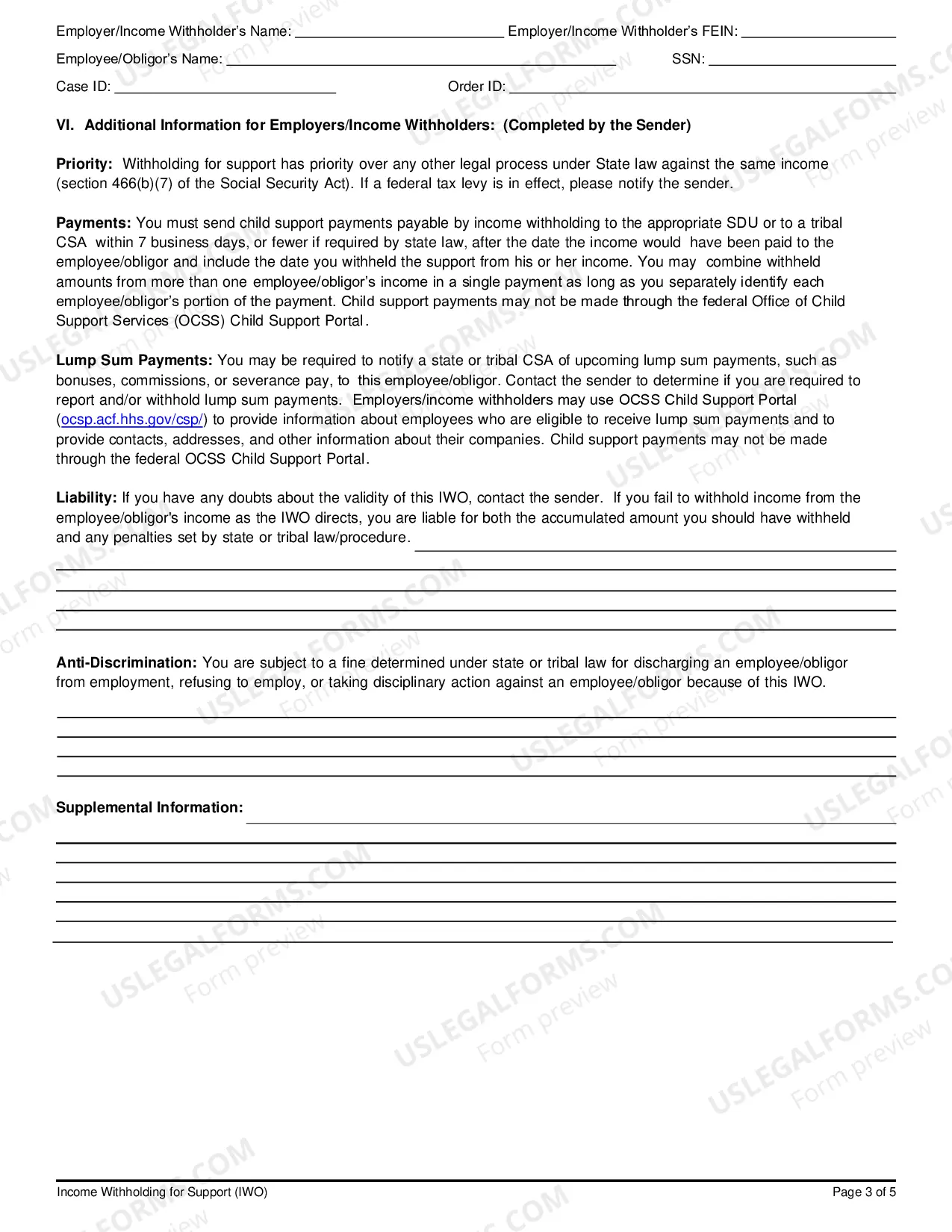 Preview Income Withholding For Support