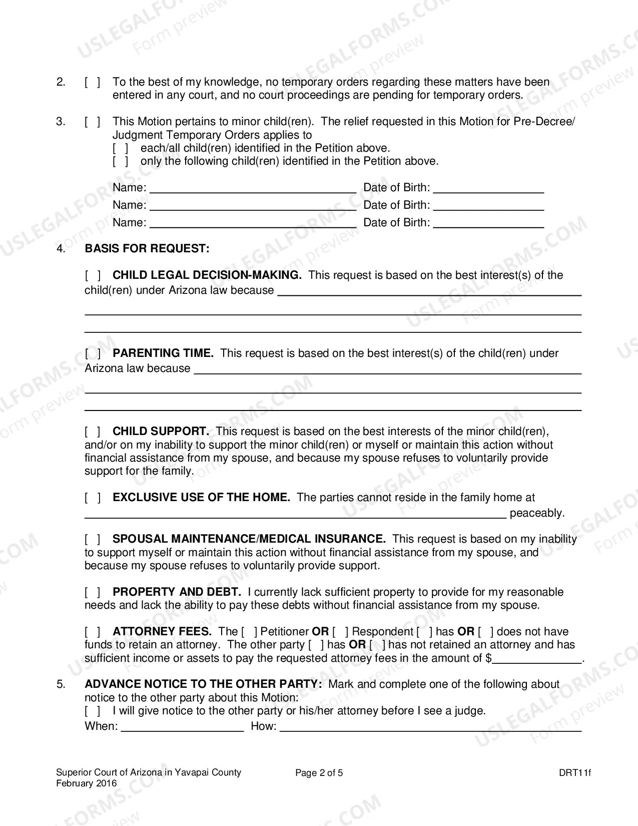 Preview Motion For Simplified Temporary Child Support Order