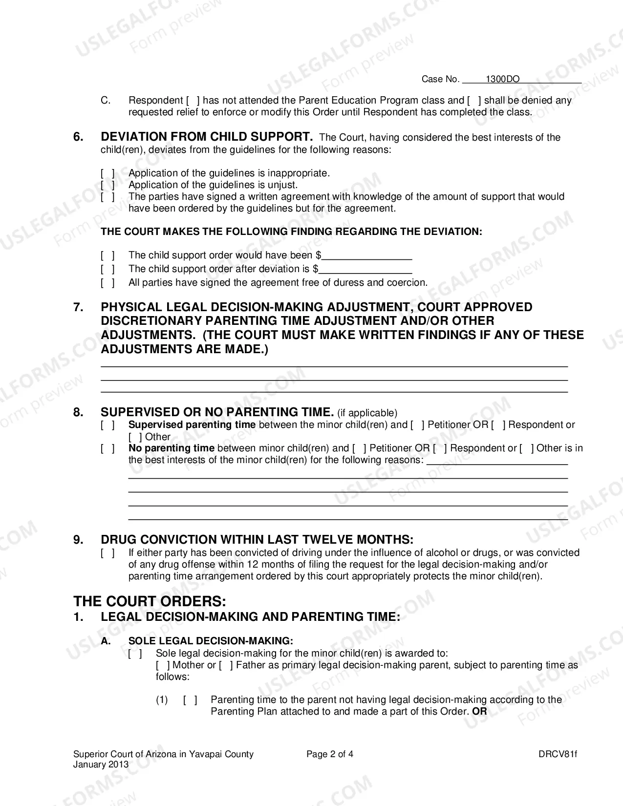 Preview Order For Custody Parenting Time And Cild Support Or Custody And Parenting Time