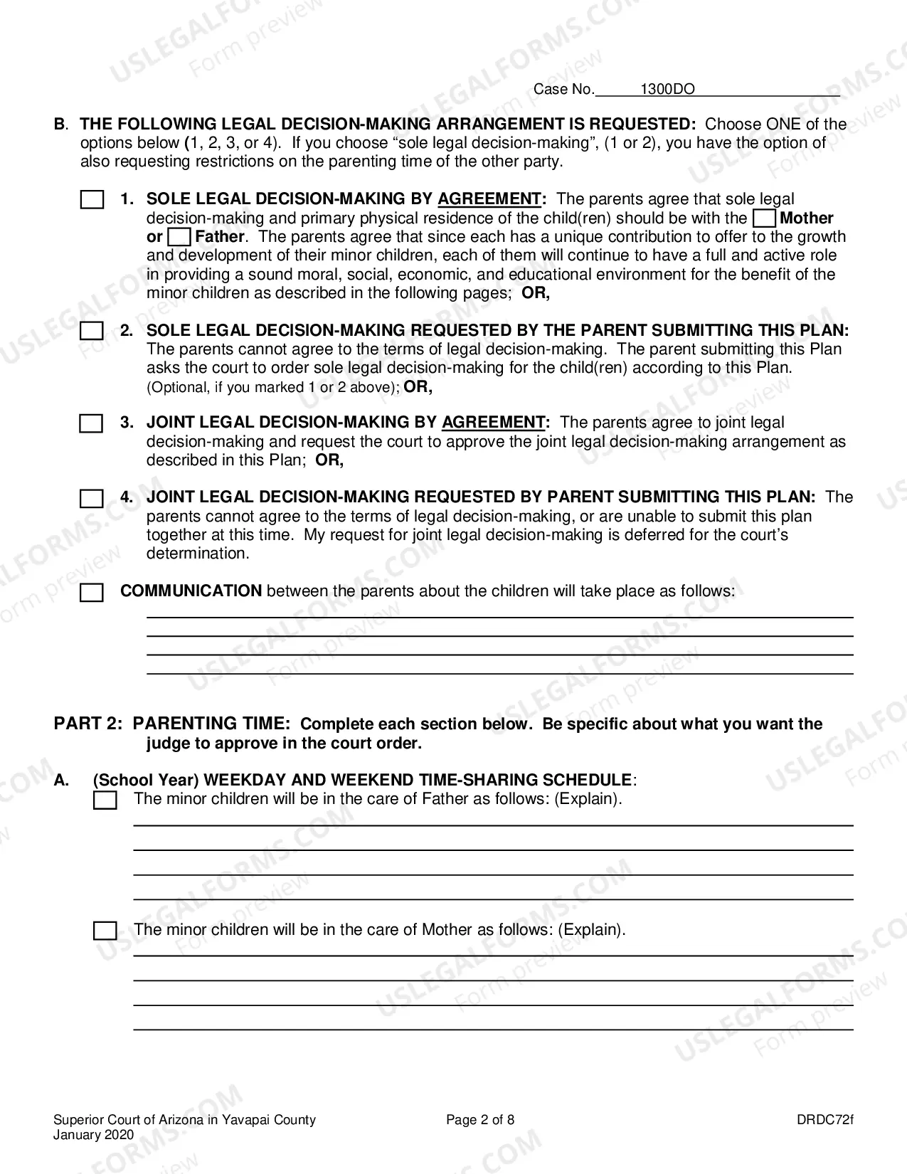 Preview Parenting Plan For Joint Or Sole Custody