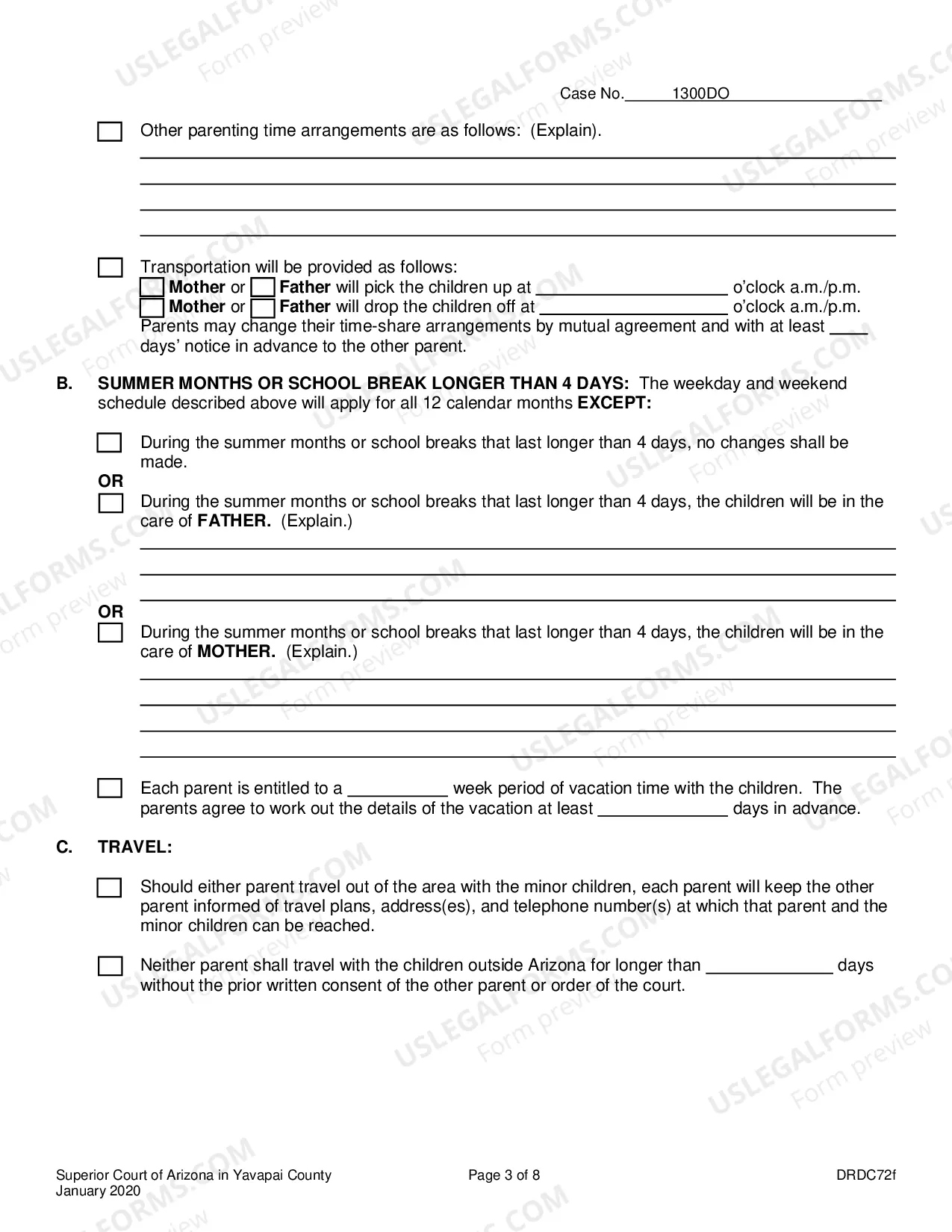 Preview Parenting Plan For Joint Or Sole Custody