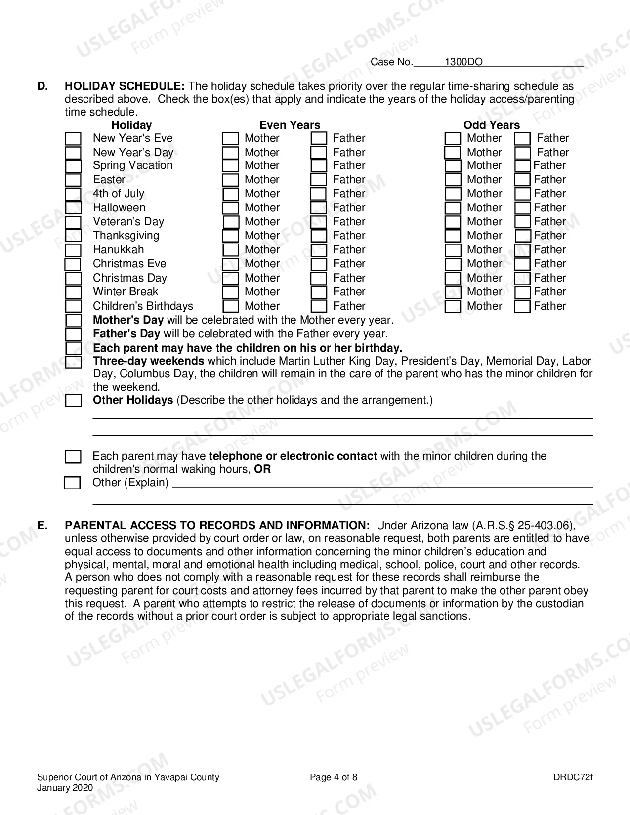 Preview Parenting Plan For Joint Or Sole Custody