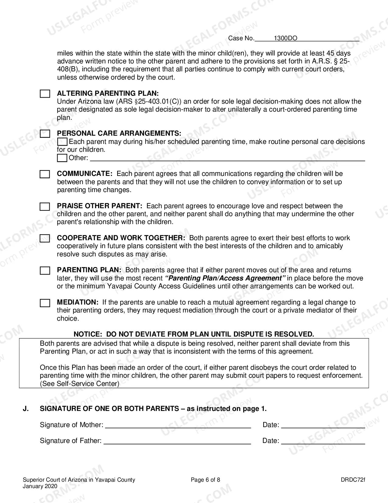 Preview Parenting Plan For Joint Or Sole Custody