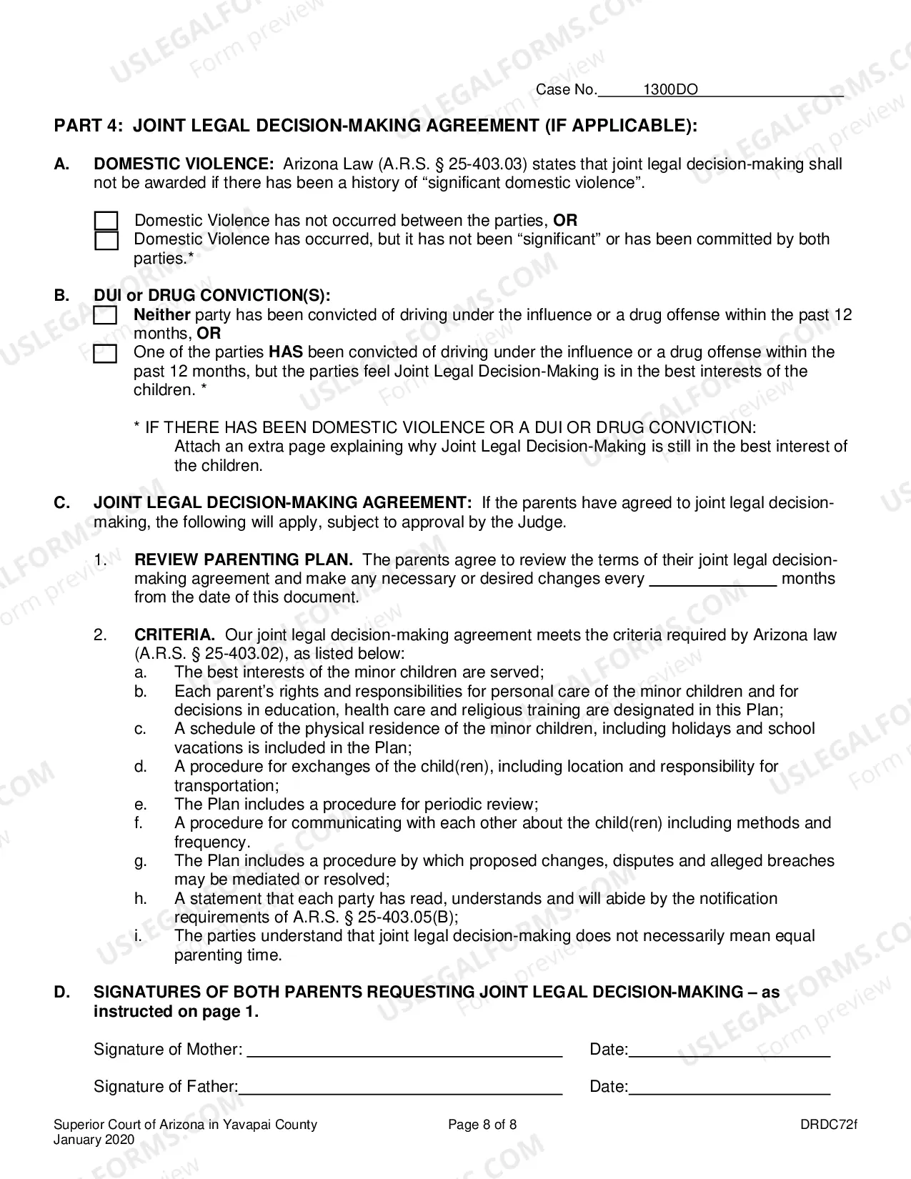Preview Parenting Plan For Joint Or Sole Custody
