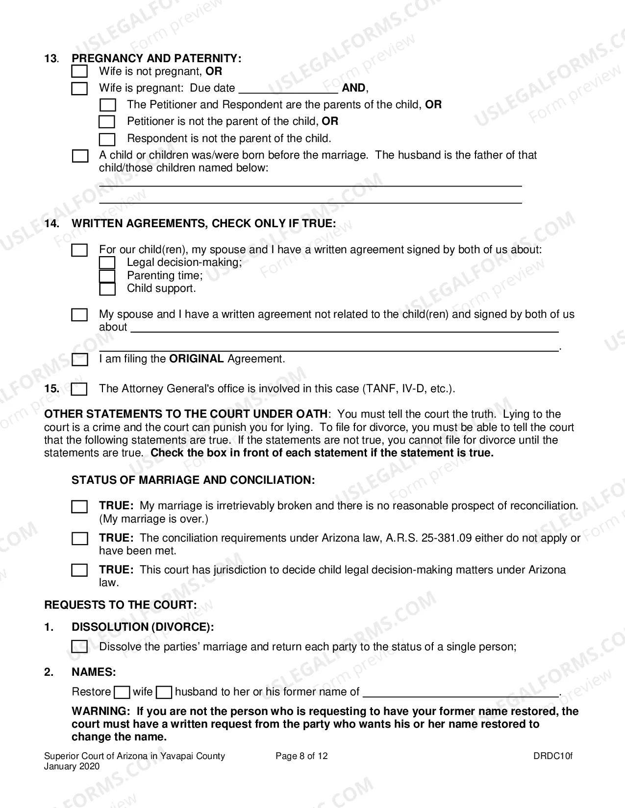 Preview Petition For Dissolution Of Non-Covenant Marriage Without Minor Children