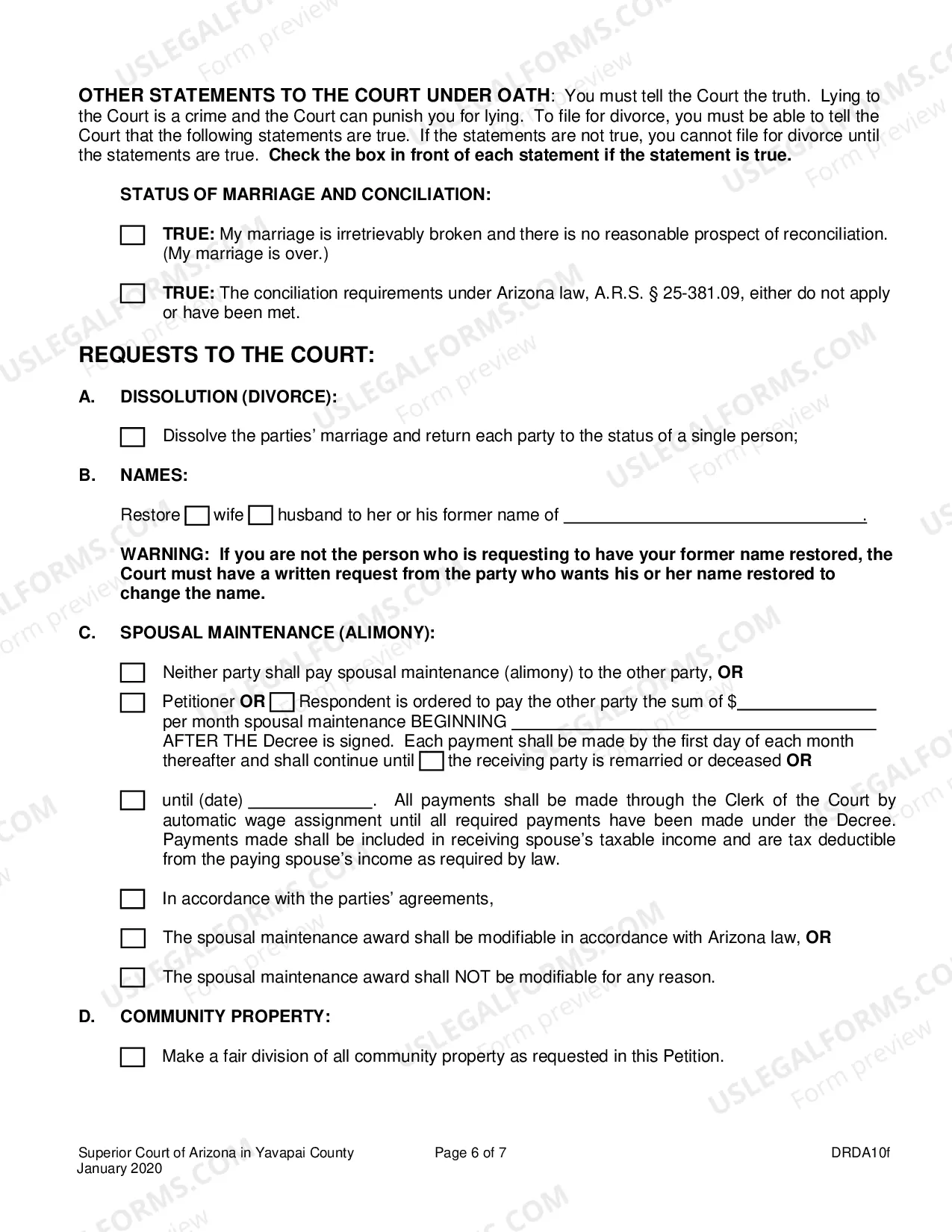 Preview Petition For Dissolution Of Non-Covenant Marriage Without Minor Children