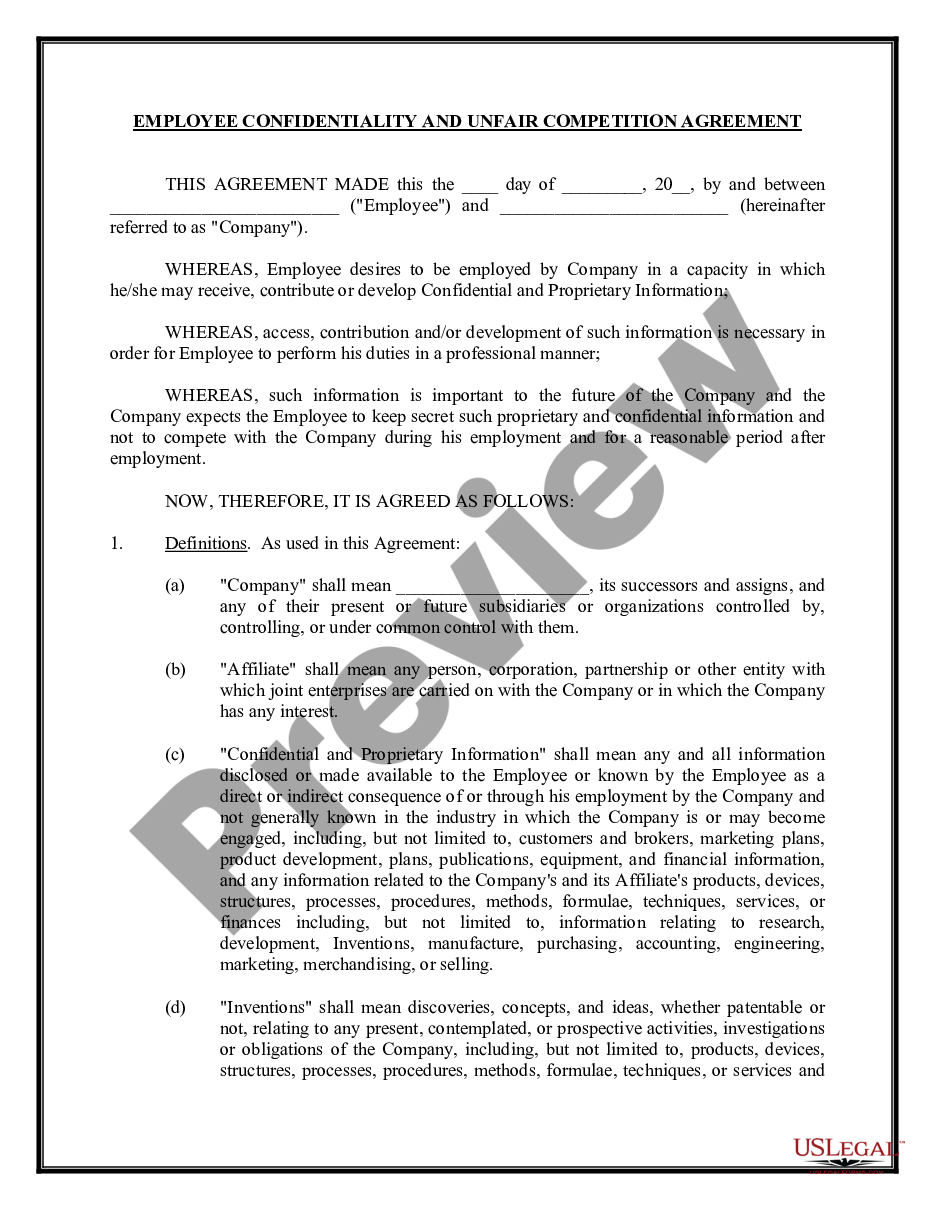 page 0 Employee Confidentiality Agreement preview