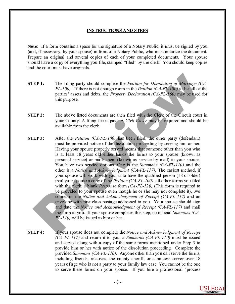 page 7 No-Fault Uncontested Agreed Divorce Package for Dissolution of Marriage with Adult Children and with or without Property and Debts preview