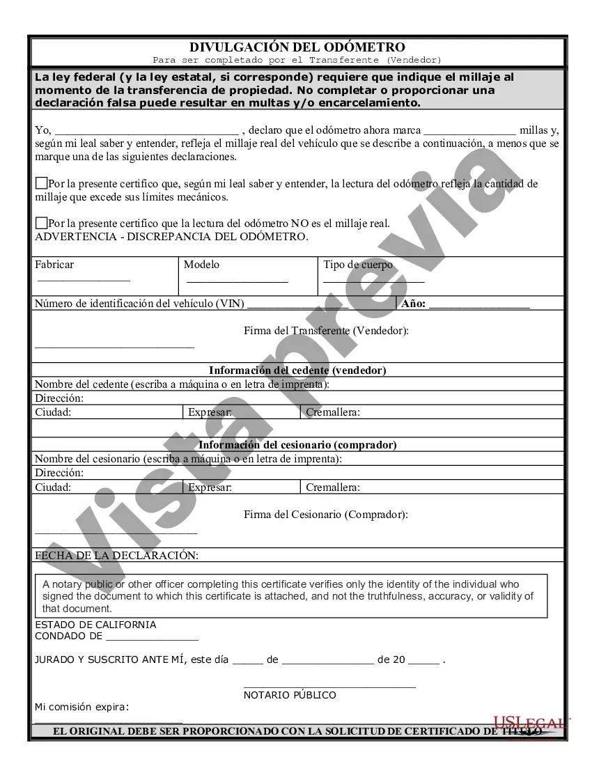 Preview Factura de venta de automóvil o vehículo, incluida la declaración del cuentakilómetros y el pagaré