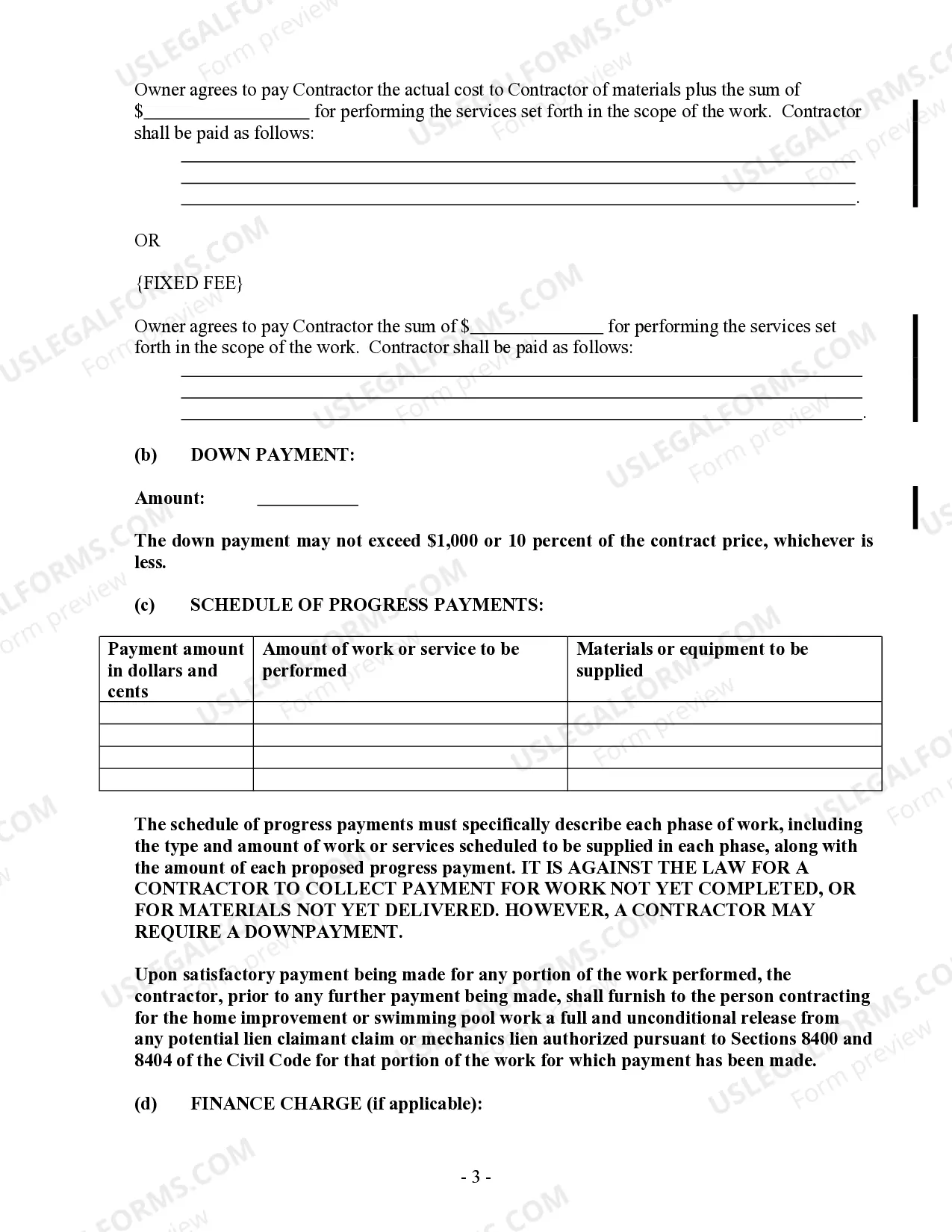 Preview Trim Carpenter Contract for Contractor