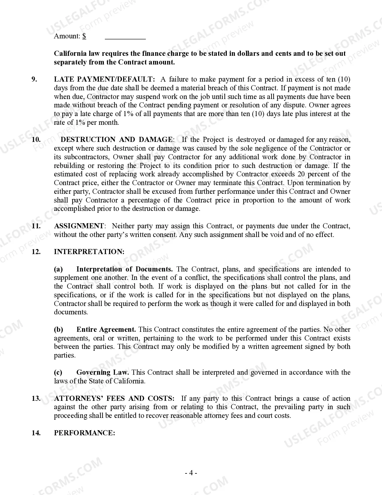 Preview Trim Carpenter Contract for Contractor