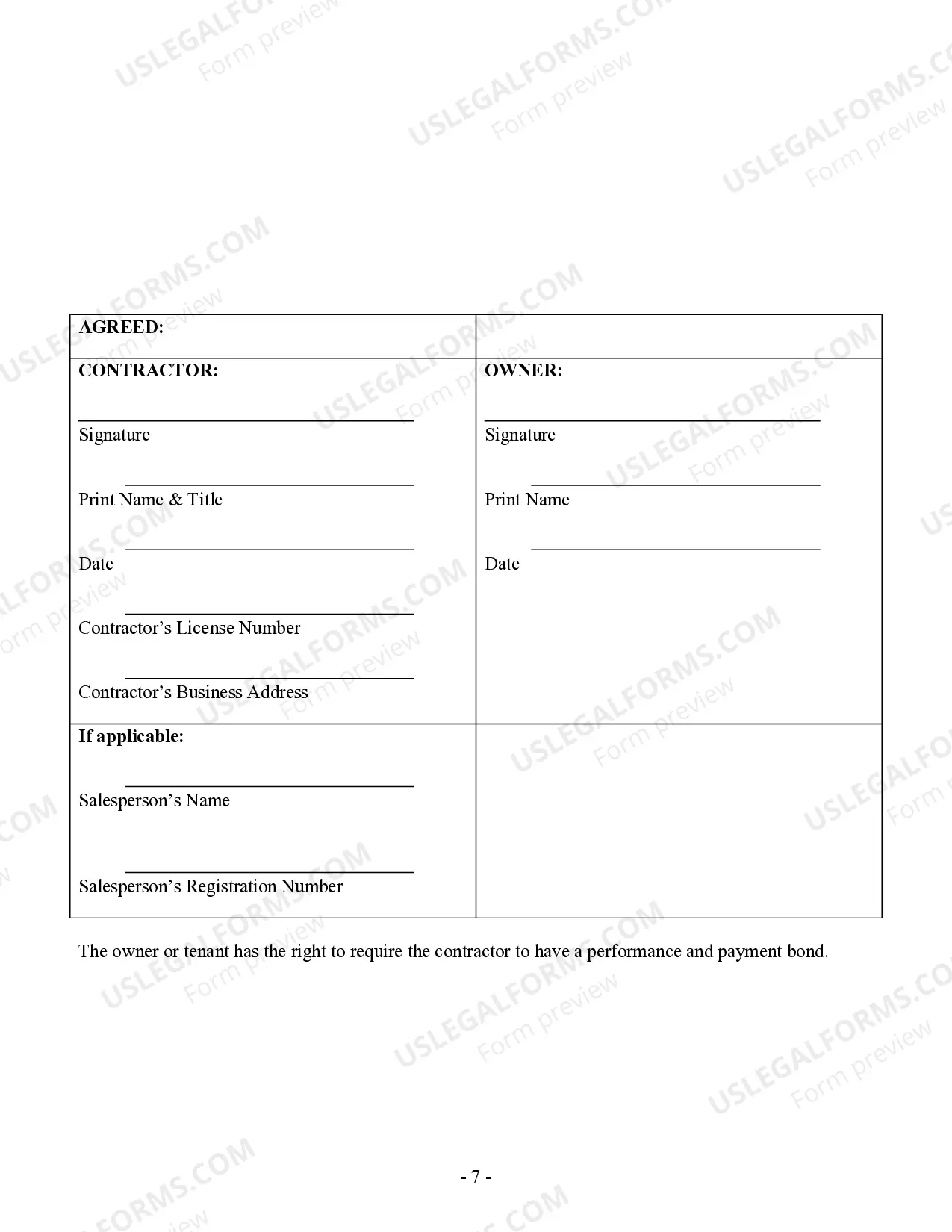 Preview Trim Carpenter Contract for Contractor