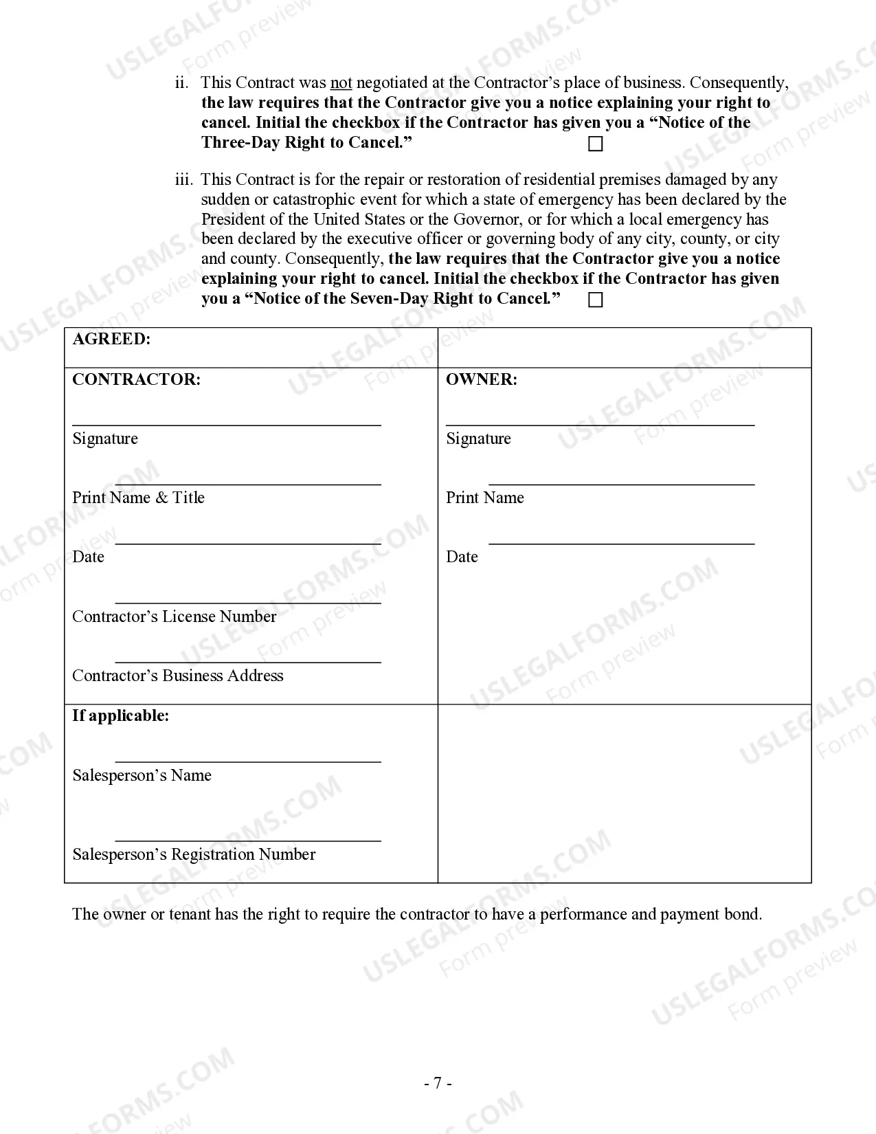 Preview Fencing Contract for Contractor