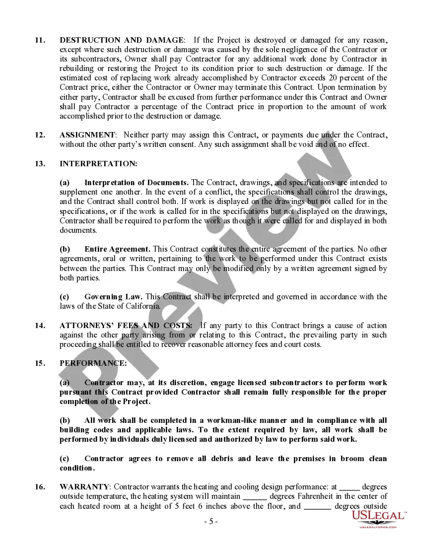 Preview HVAC Contract for Contractor