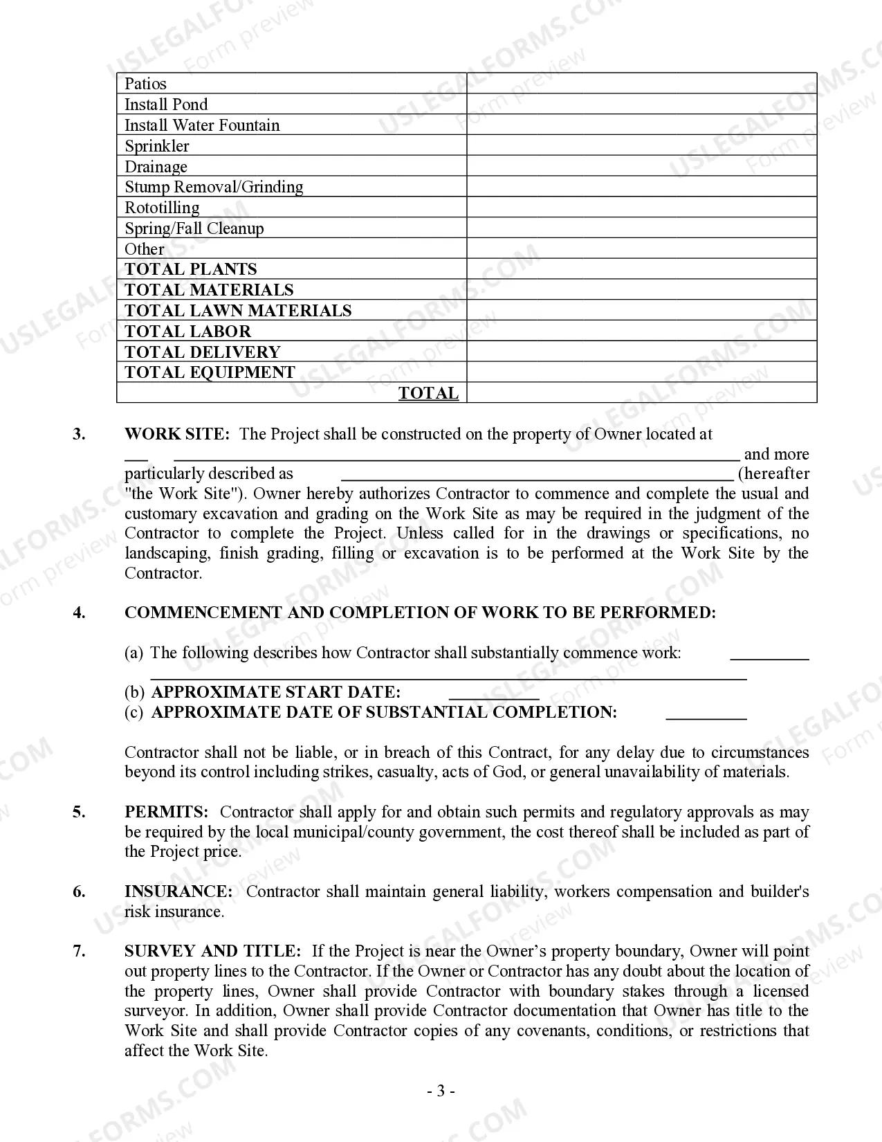 Preview Landscape Contract for Contractor