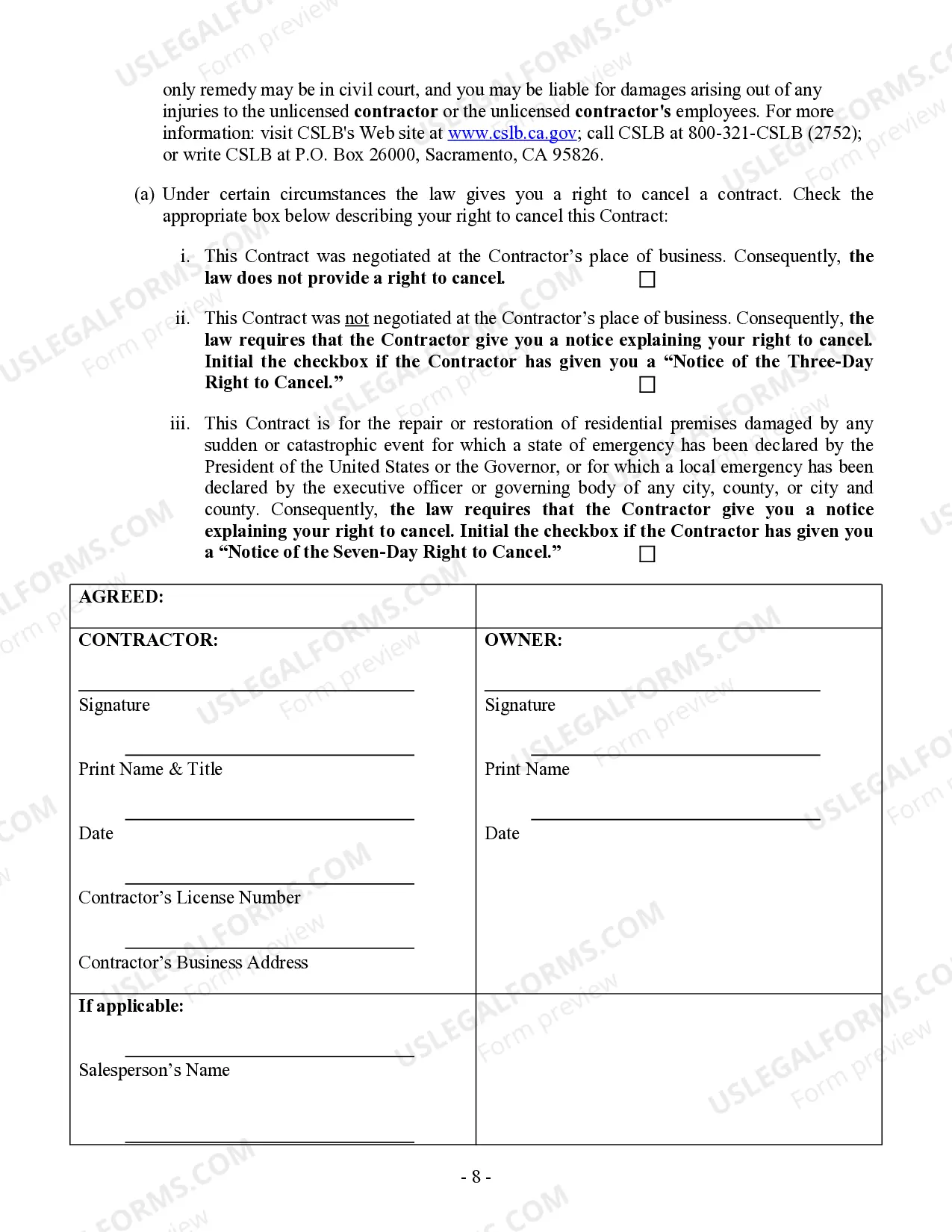 Preview Landscape Contract for Contractor