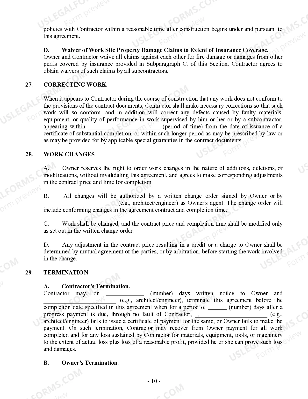 Preview Commercial Contract for Contractor