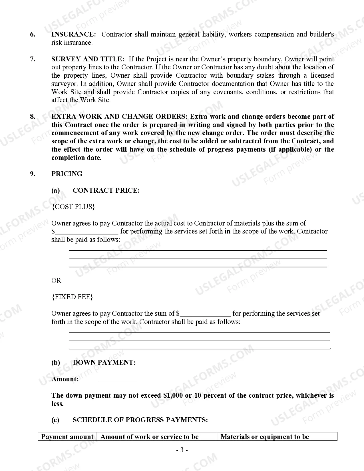 Preview Excavator Contract for Contractor