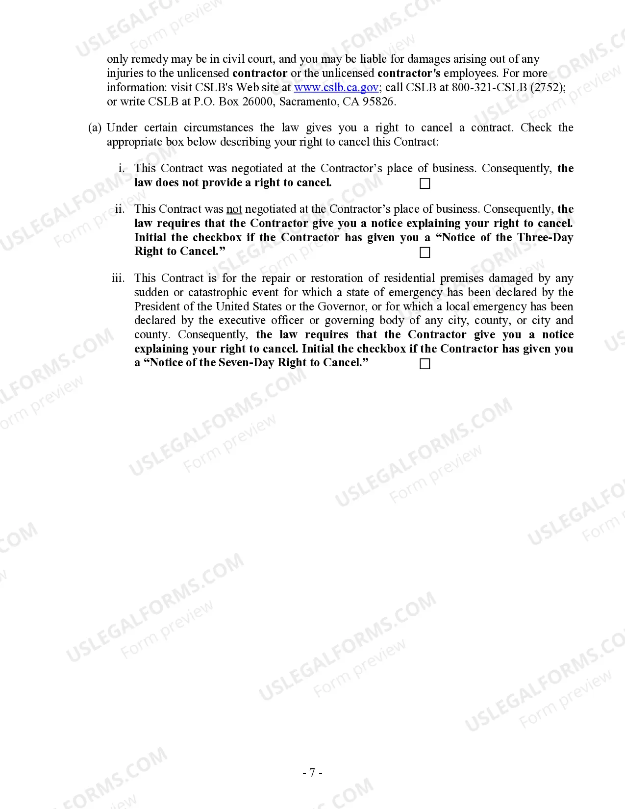 Preview Excavator Contract for Contractor