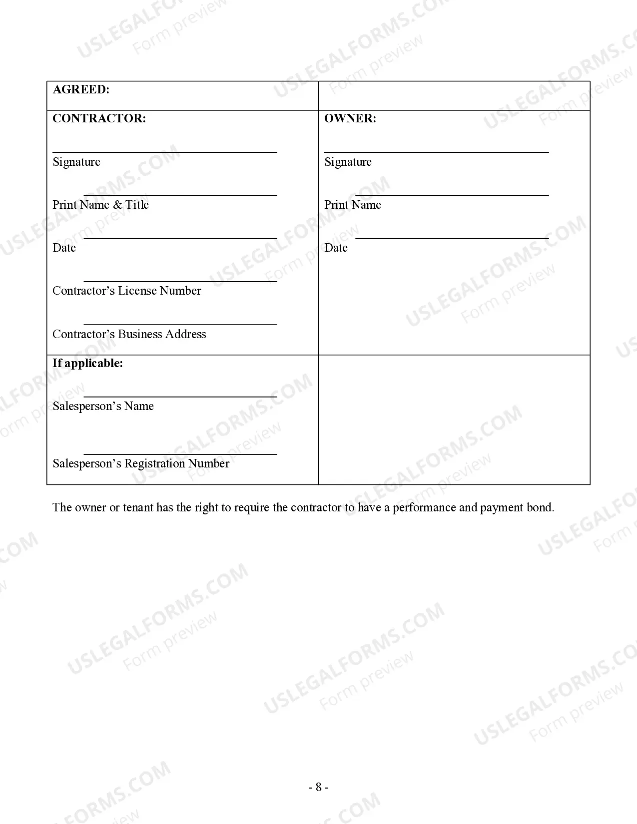 Preview Excavator Contract for Contractor