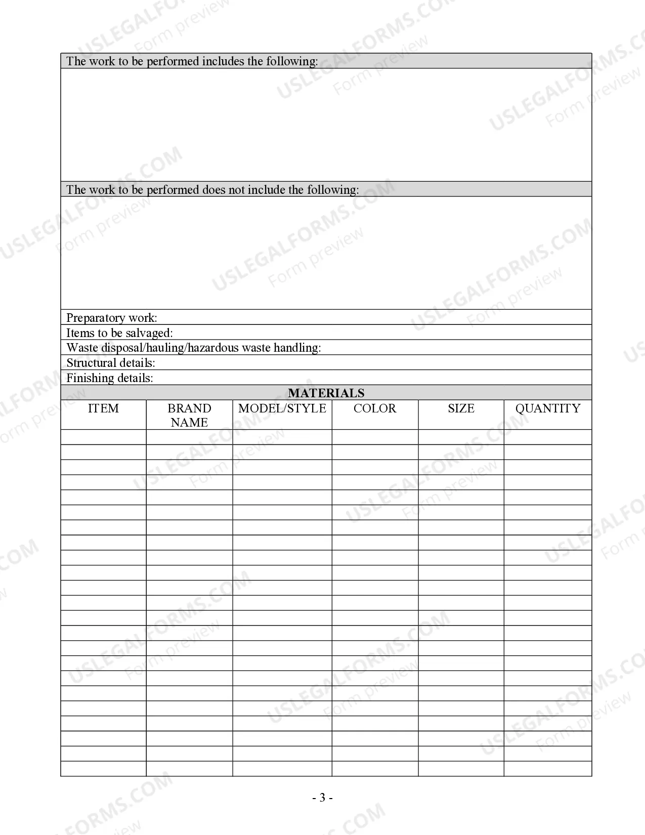 Preview Renovation Contract for Contractor