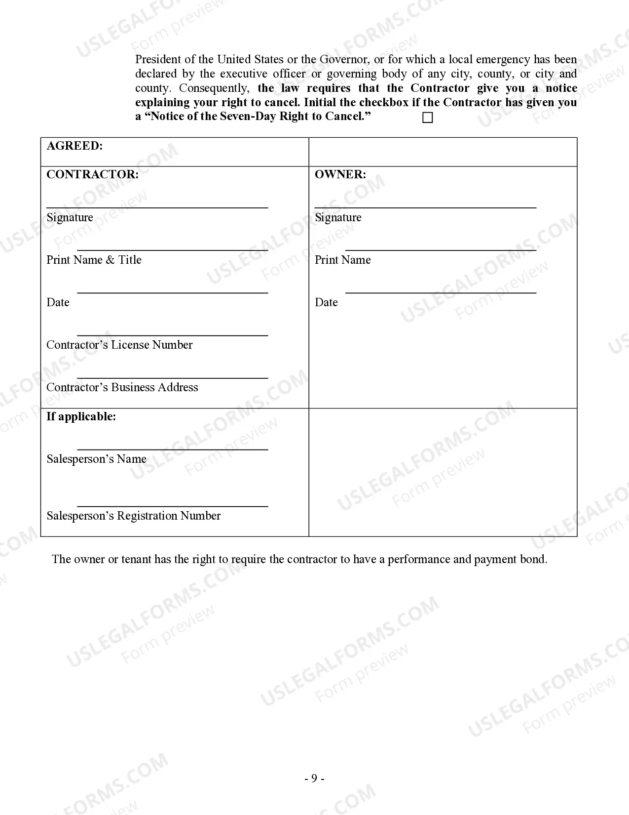 Preview Renovation Contract for Contractor