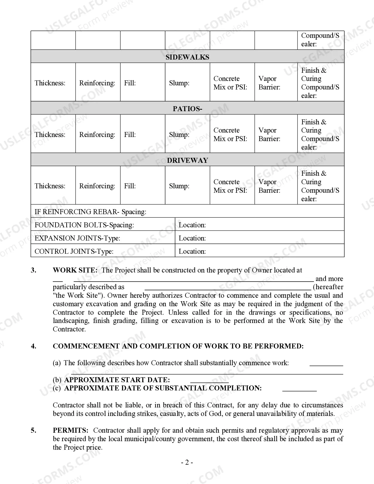 Preview Concrete Mason Contract for Contractor