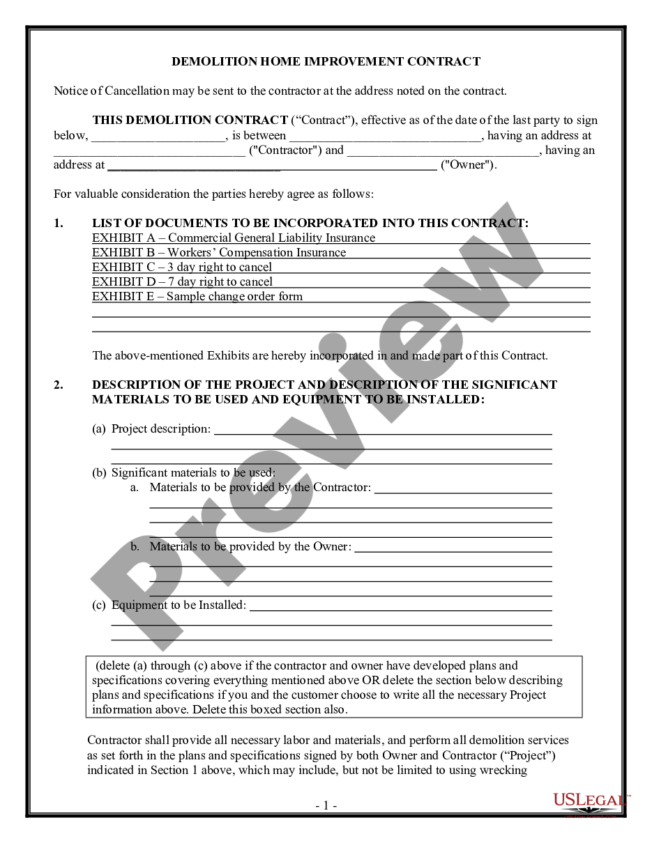 Free Demolition Contract Template Printable Templates