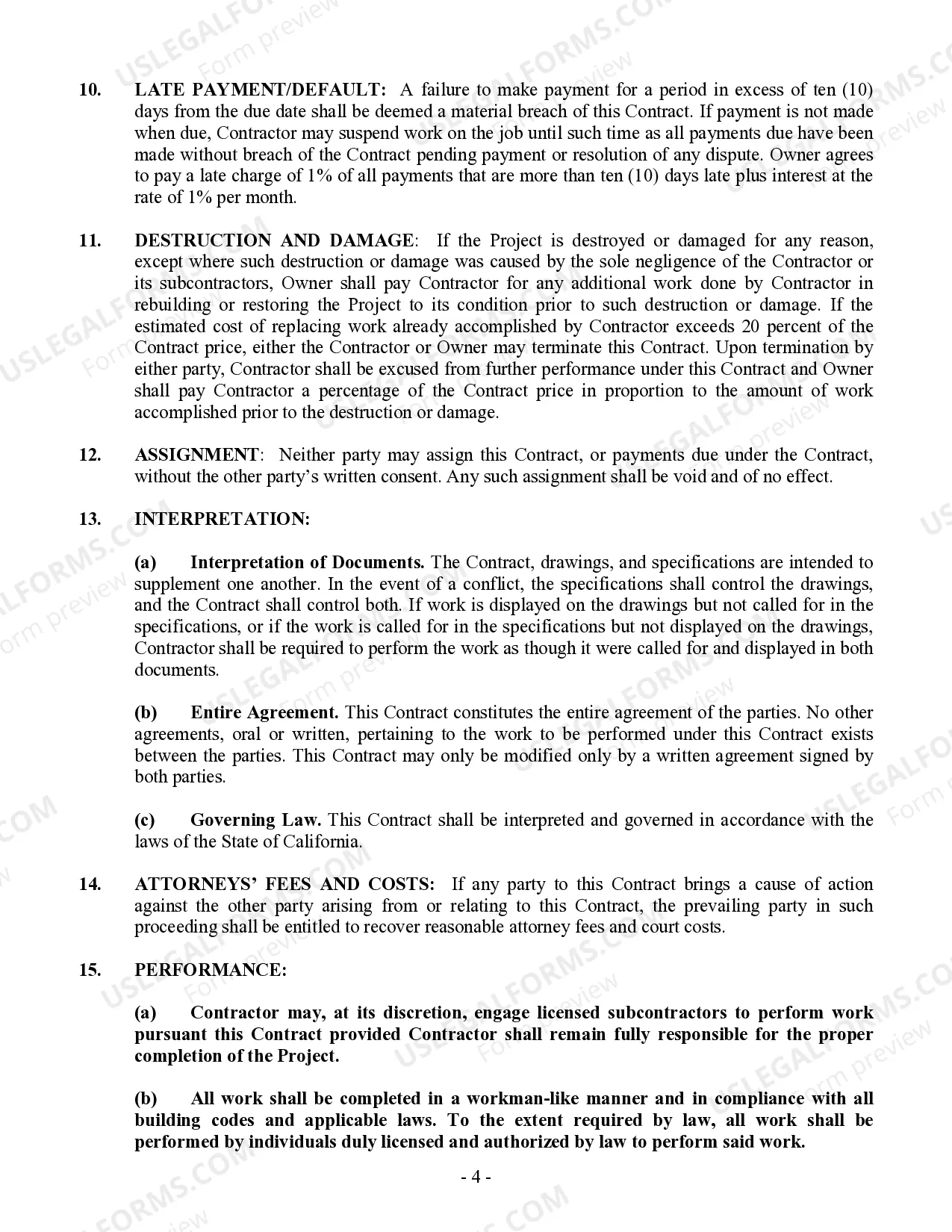 Preview Insulation Contract for Contractor