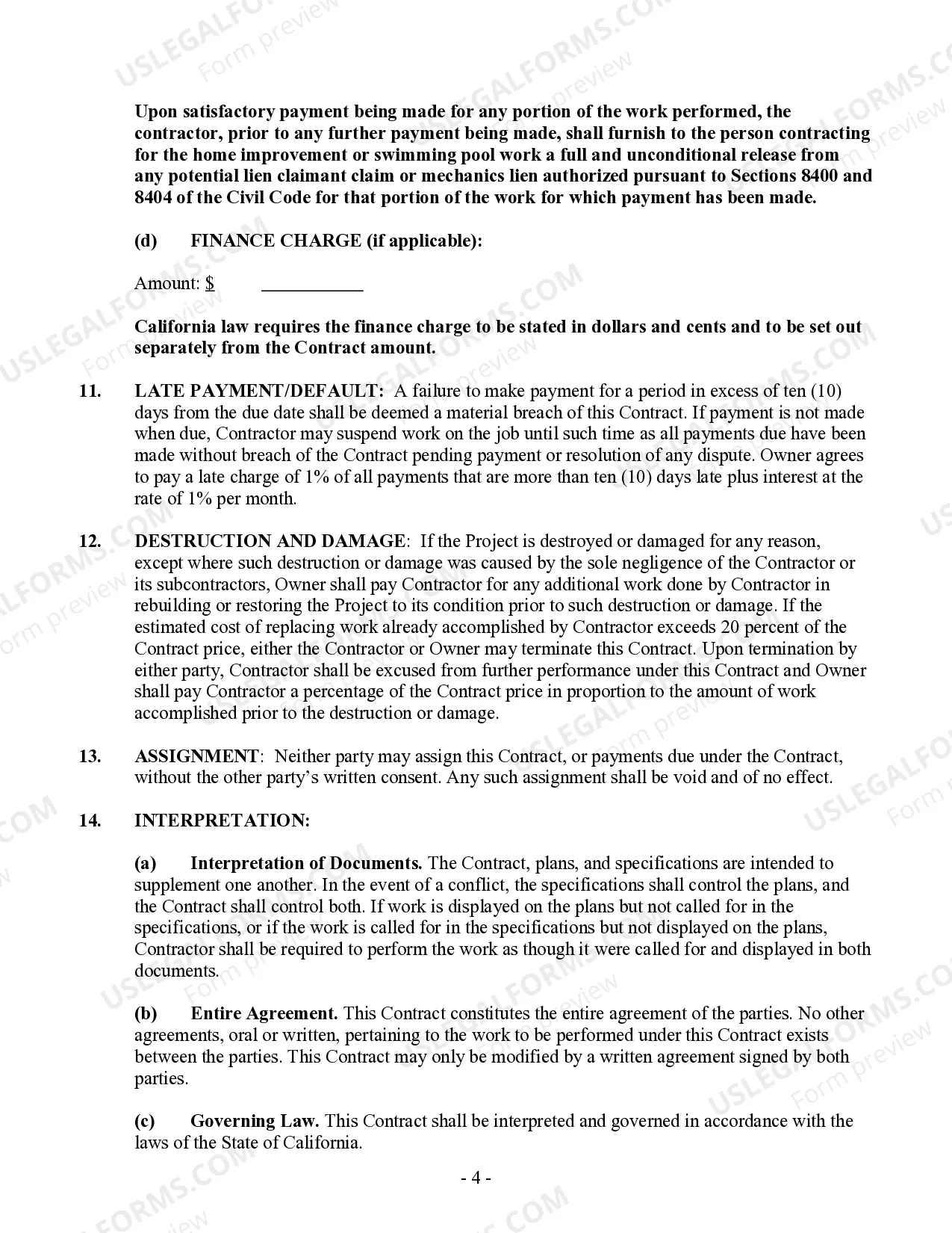 Preview Paving Contract for Contractor