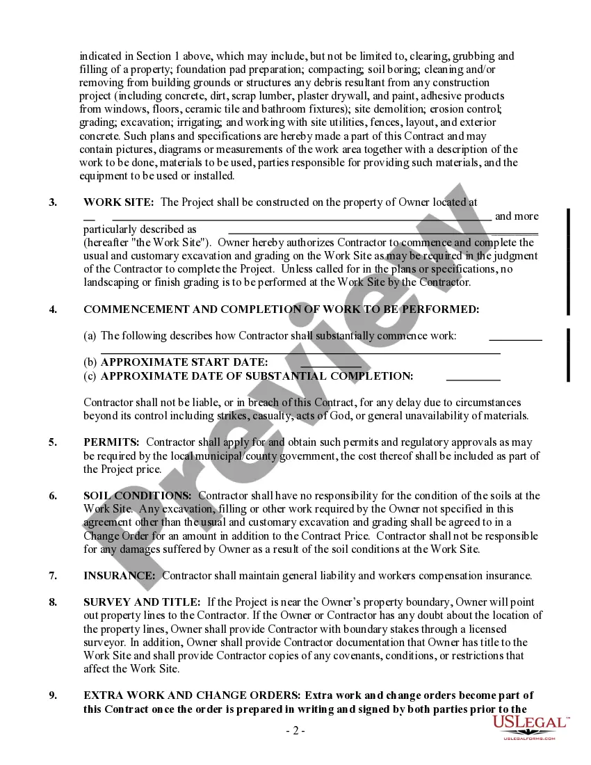 Preview Site Work Contract for Contractor