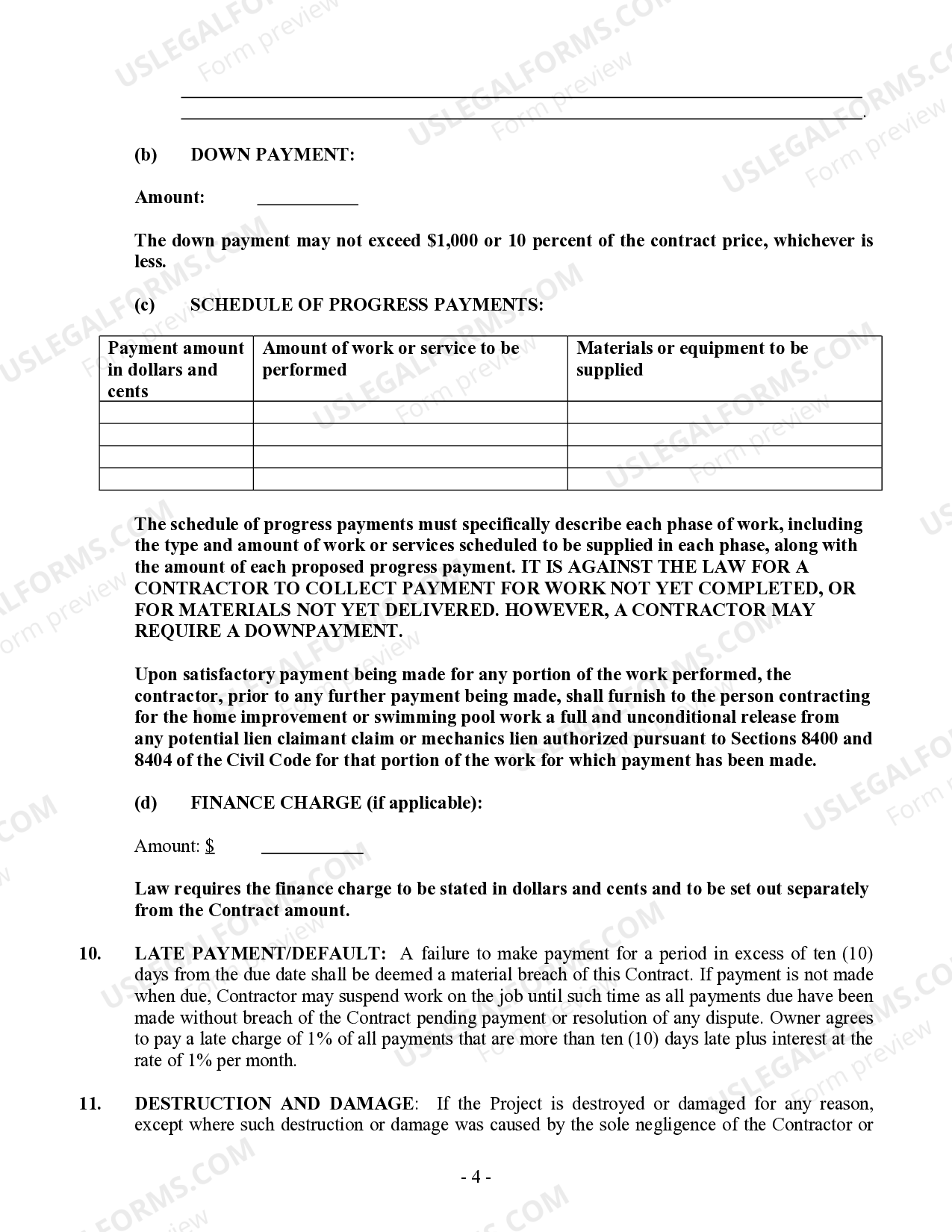 Rancho Cucamonga California Siding Contract for Contractor US Legal Forms