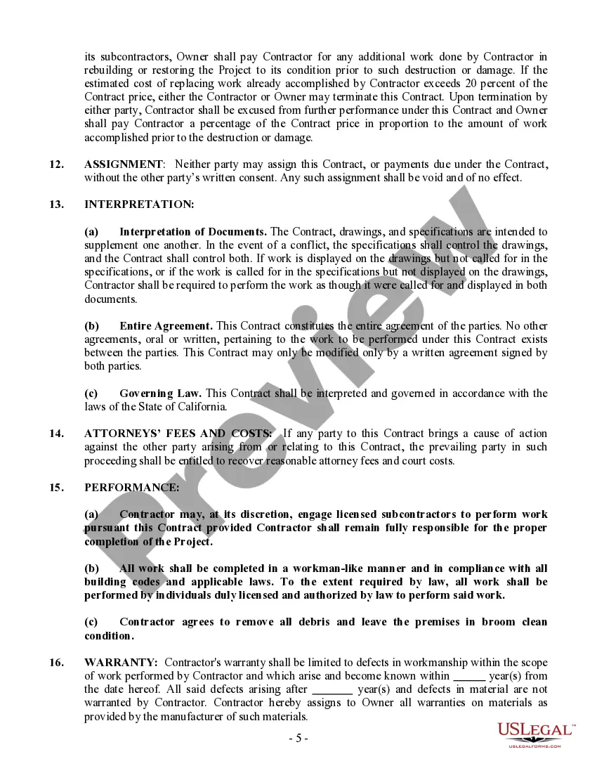 Preview Siding Contract for Contractor