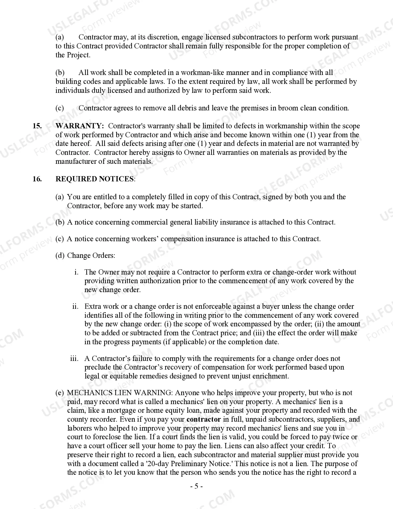 Preview Refrigeration Contract for Contractor