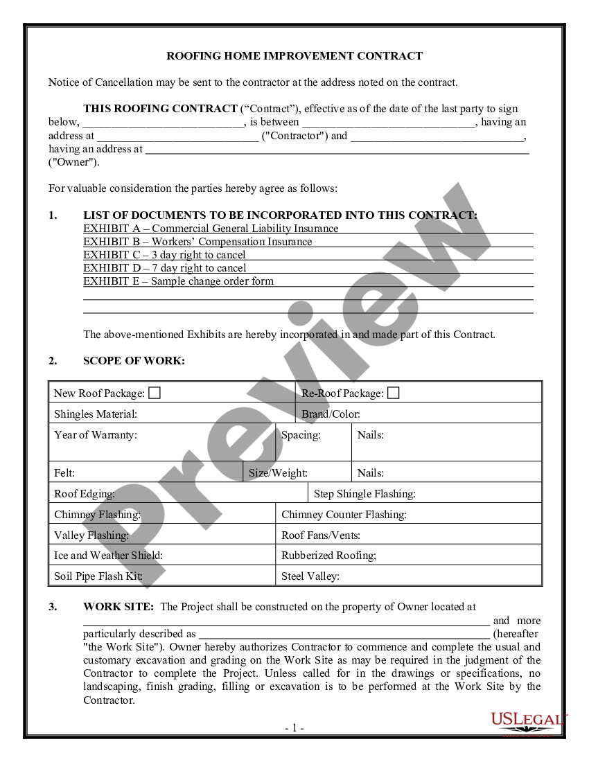 California Roofing Contract For Contractor Roofing Contractors In 
