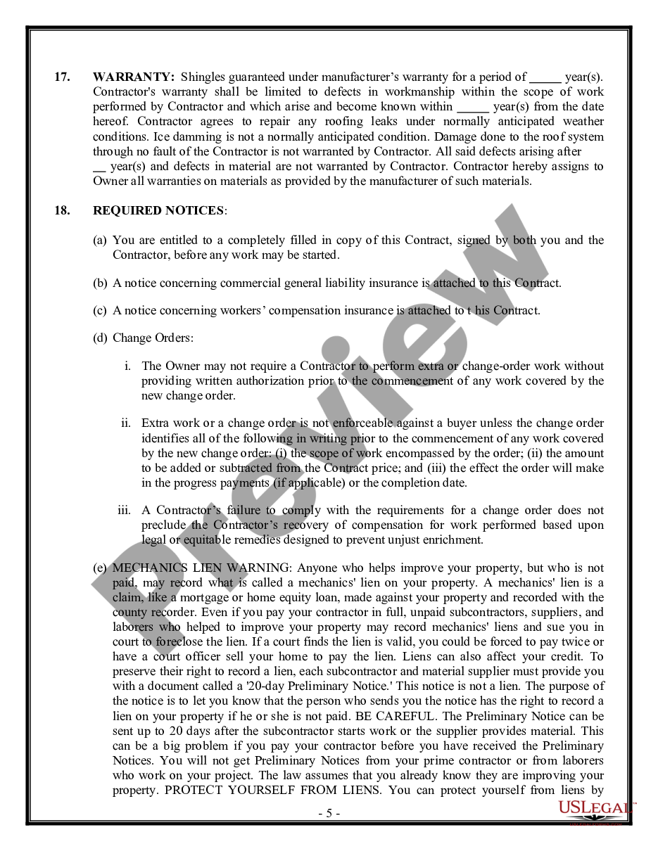 page 4 Roofing Contract for Contractor preview