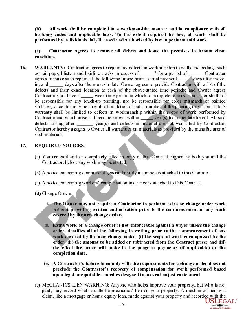 Preview Sheetrock Drywall Contract for Contractor